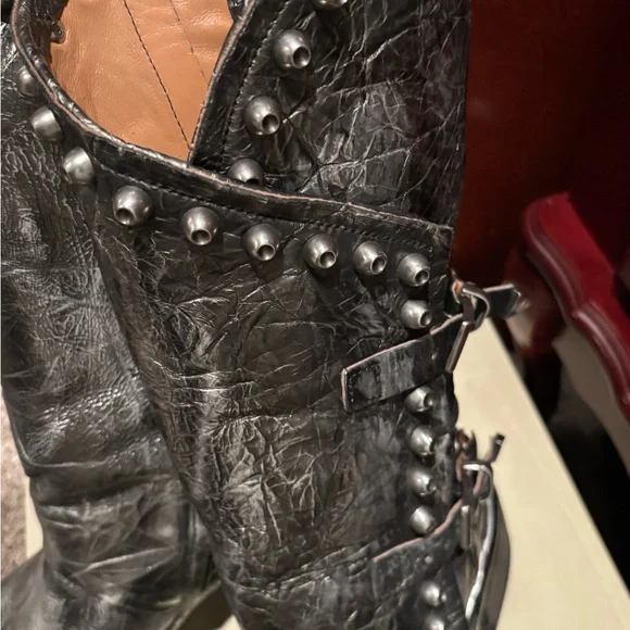 Like New A.S.98 Studded Silver Leather Boots - Picture 6 of 14